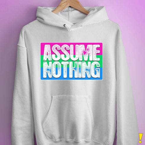Assume Nothing Polysexual Pride Flag Hoodie - White
